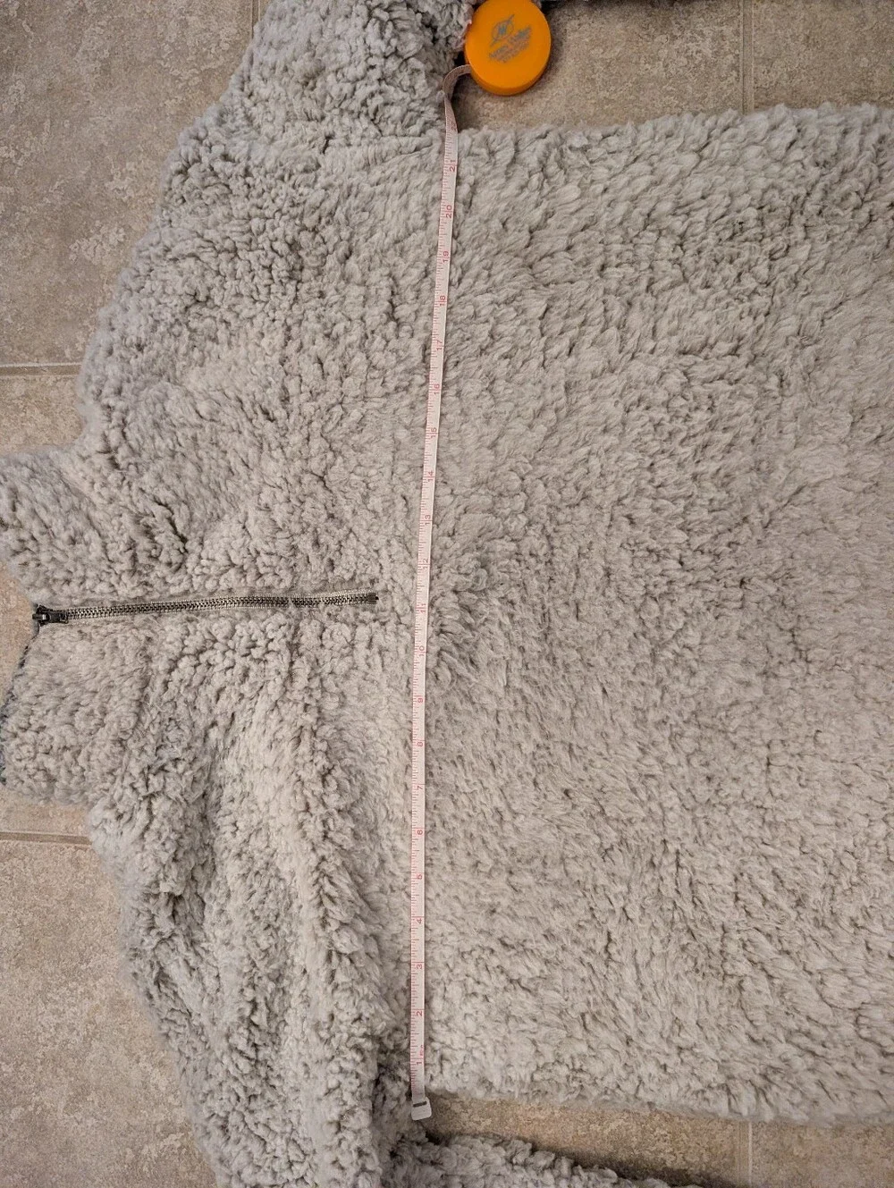 Thread & Supply Gray Ivory Quarter-Zip Sherpa Pullover S